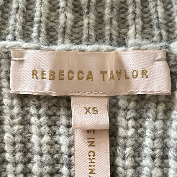 Rebecca Taylor Light Gray Cable-Knit Sweater XS - Picture 7 of 7